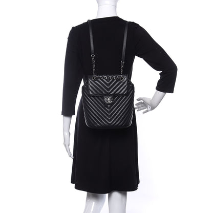 Chanel Calfskin Chevron Quilted Small Urban Spirit Backpack Black 2 of 10
