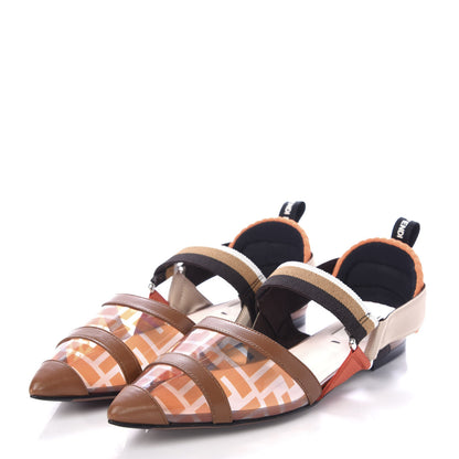 Fendi PVC Calfskin FF Colibri Slingback Ballerina Flats 39 Aranciata Cuoio 3 of 10