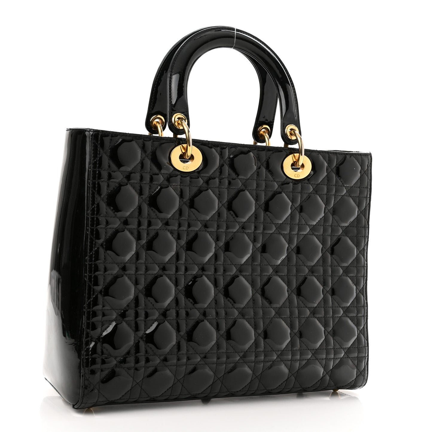 Patent Cannage Large Lady Dior Black