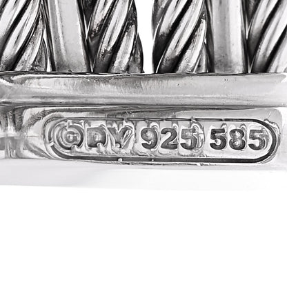 David Yurman Sterling Silver 14K White Gold Diamond Crossover Four Row Cuff Bracelet 3 of 3