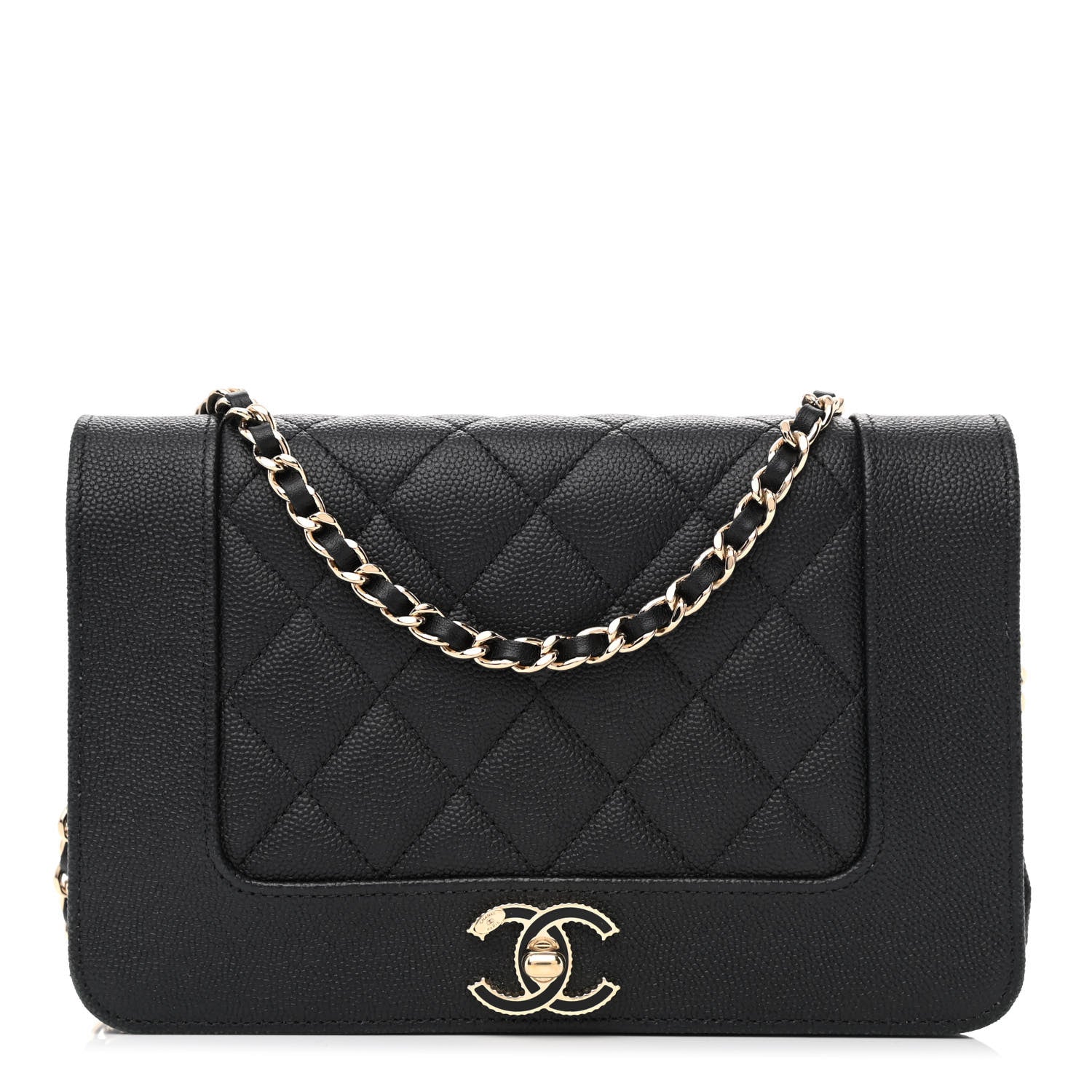Chanel Caviar Quilted Vintage Mademoiselle Wallet On Chain WOC Black 1 of 14