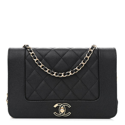 Chanel Caviar Quilted Vintage Mademoiselle Wallet On Chain WOC Black 1 of 14