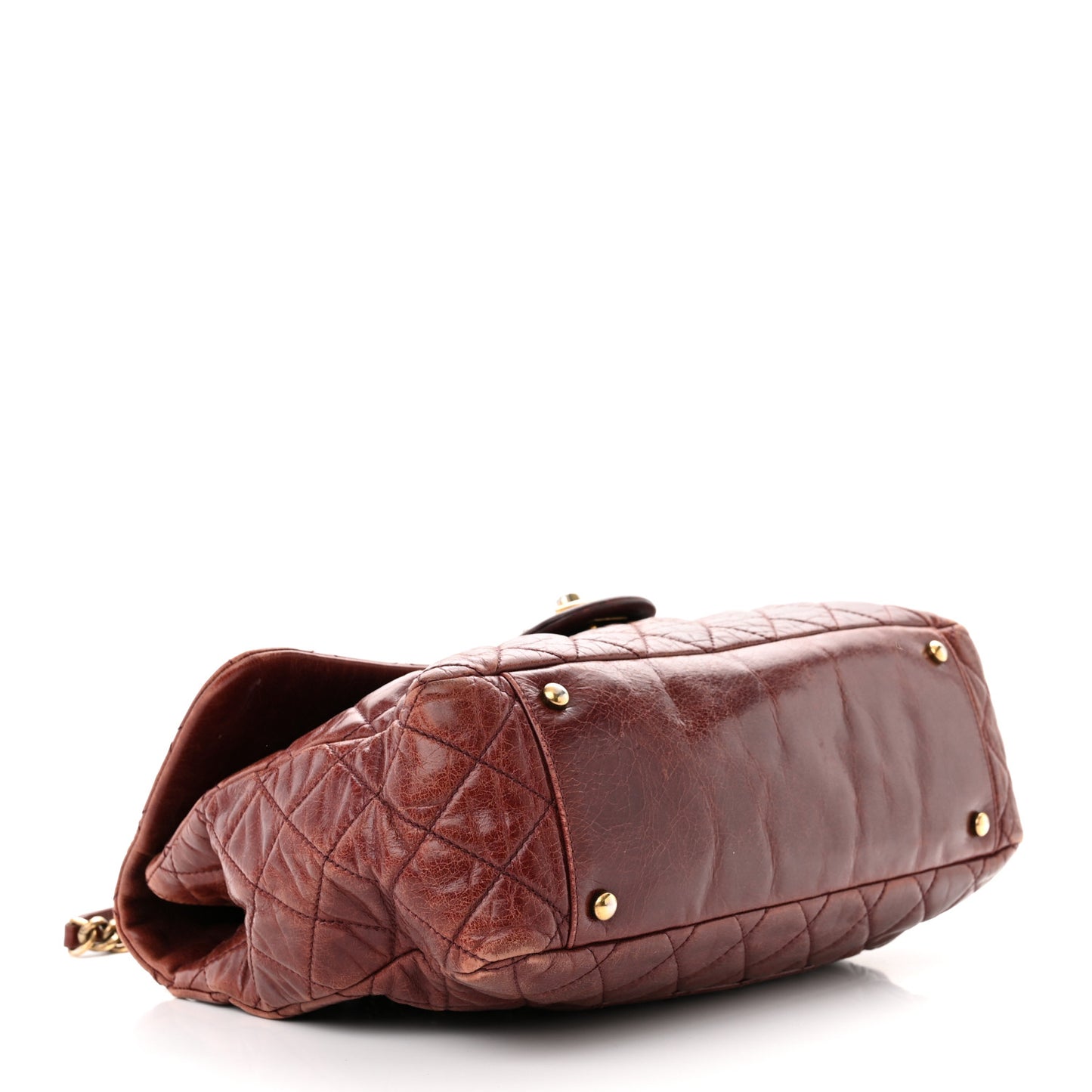Glazed Calfskin Castle Rock Large Flap Burgundy