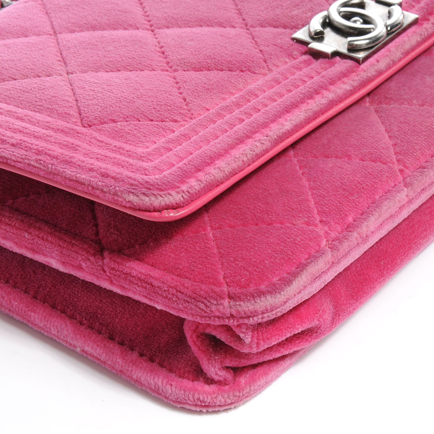 Velvet Quilted Boy Wallet On Chain Fuchsia