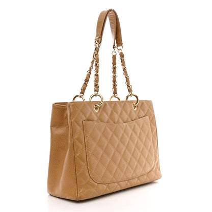 Chanel Caviar Quilted Grand Shopping Tote GST Dark Beige 3 of 14
