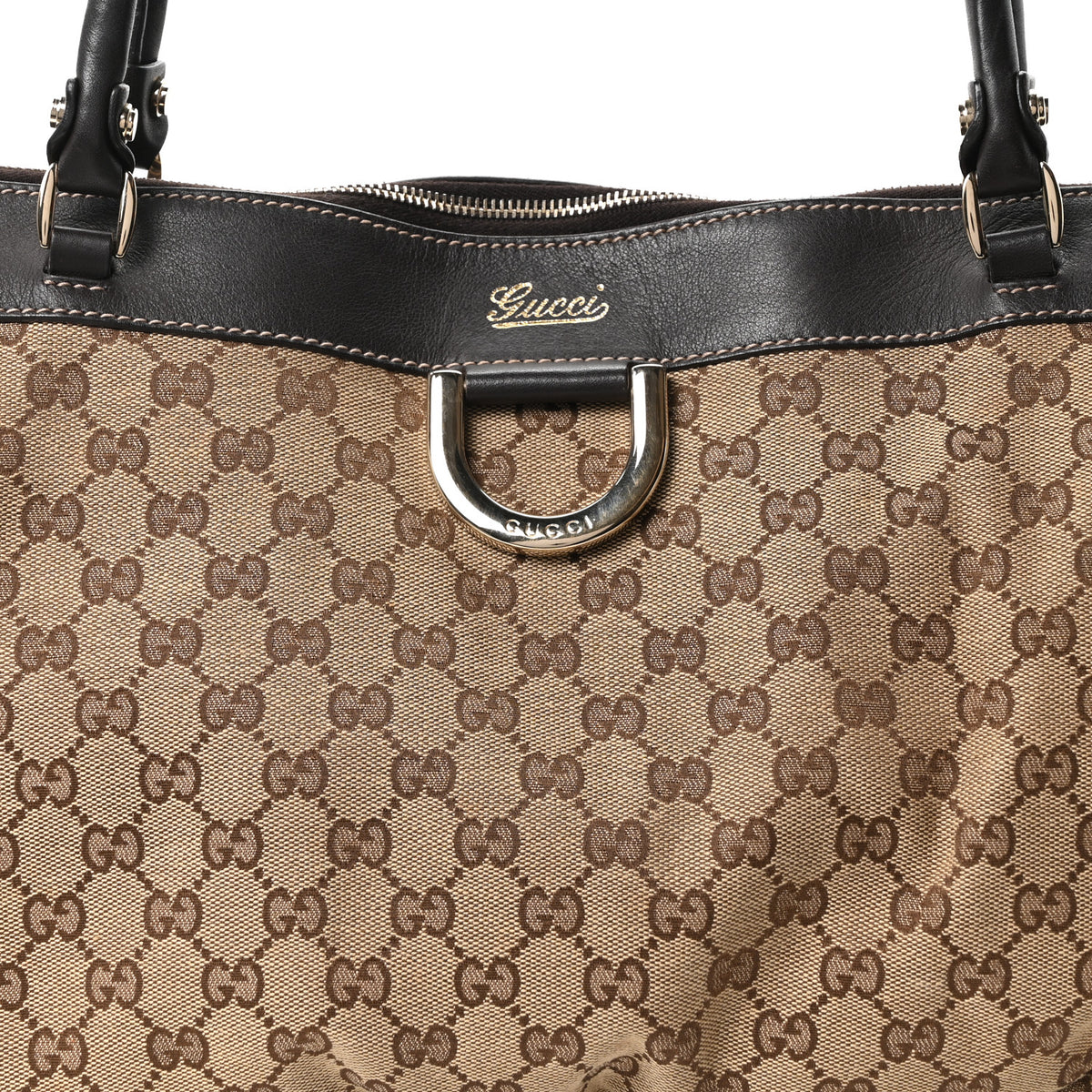 Gucci Monogram D Gold Tote Dark Brown 8 of 10