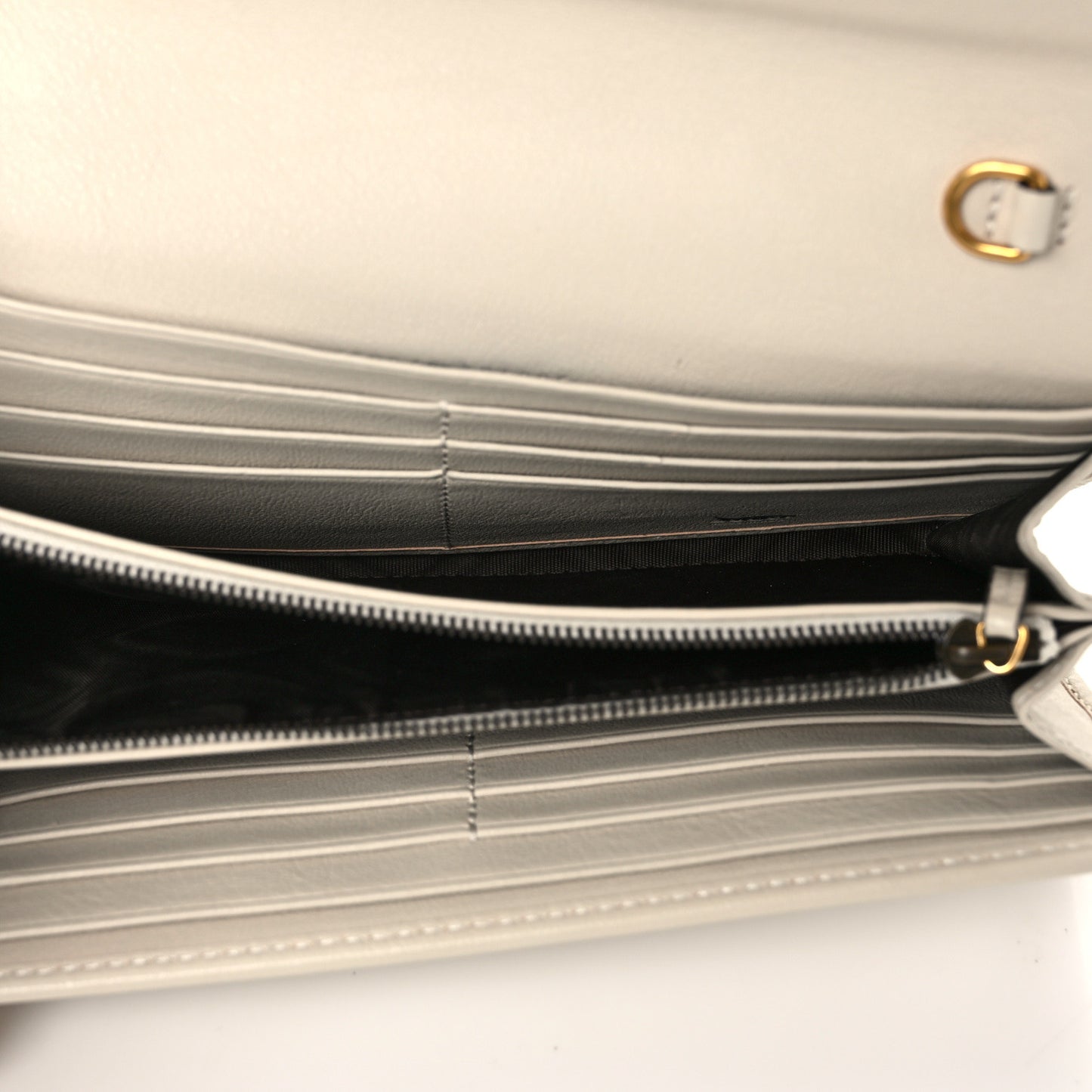 Wonka Grain Calfskin Diana Chain Wallet Mystic White