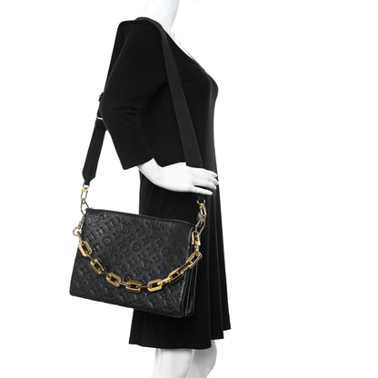 Louis Vuitton Lambskin Embossed Monogram Coussin MM Black 2 of 13