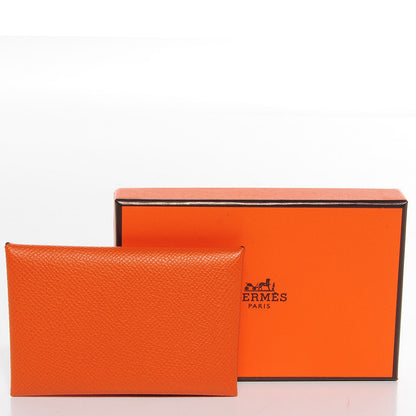 Hermes Epsom Calvi Card Case Orange 5 of 8
