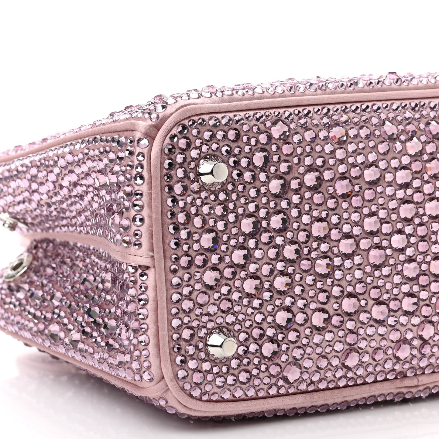 Satin Crystal Mini Galleria Double Zip Tote Alabastro