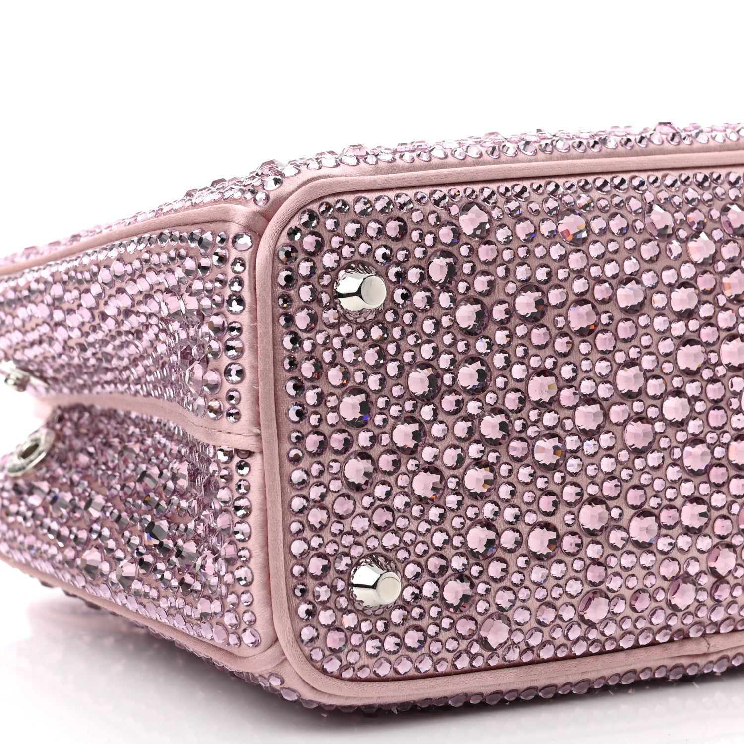Prada Satin Crystal Mini Galleria Double Zip Tote Alabastro 8 of 9