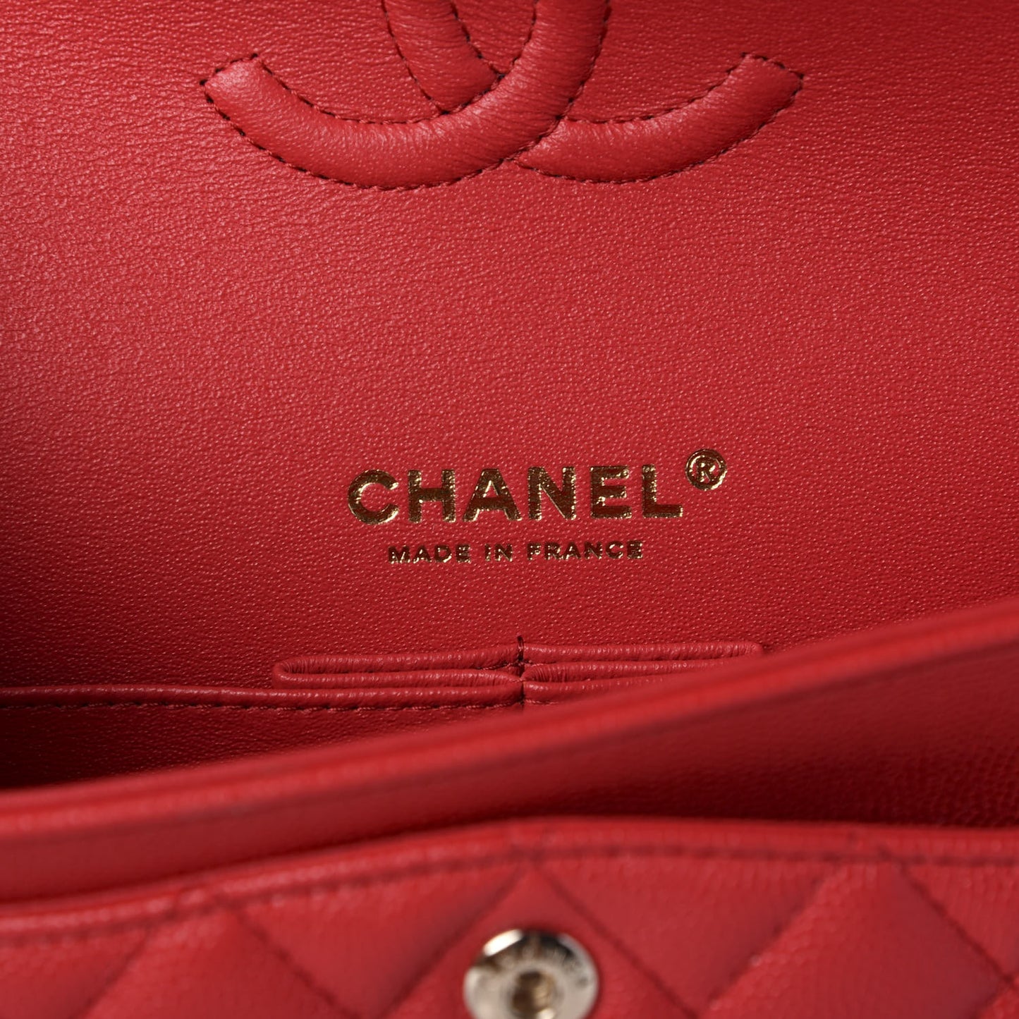 Caviar Quilted Small Double Flap Red