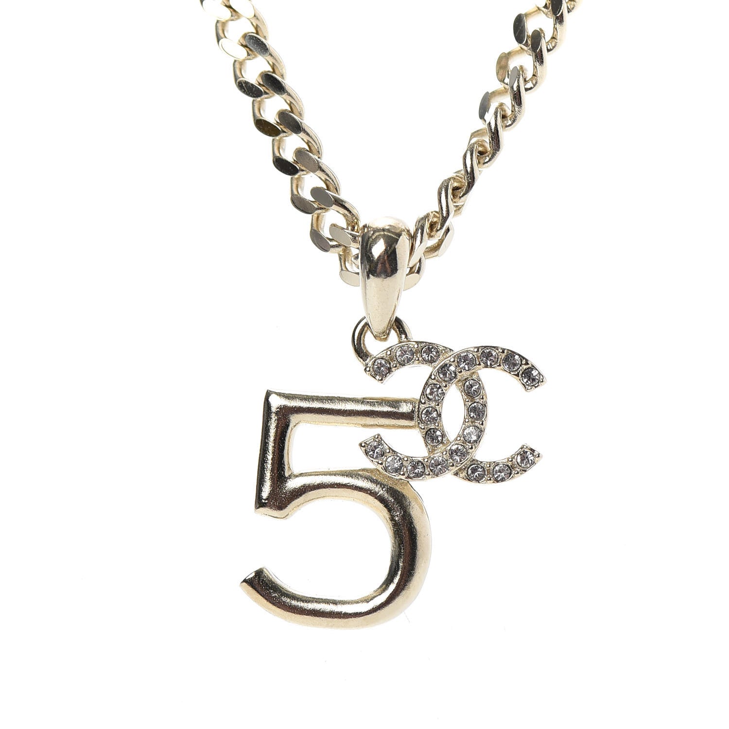 Chanel Crystal CC No.5 Necklace Gold 4 of 5