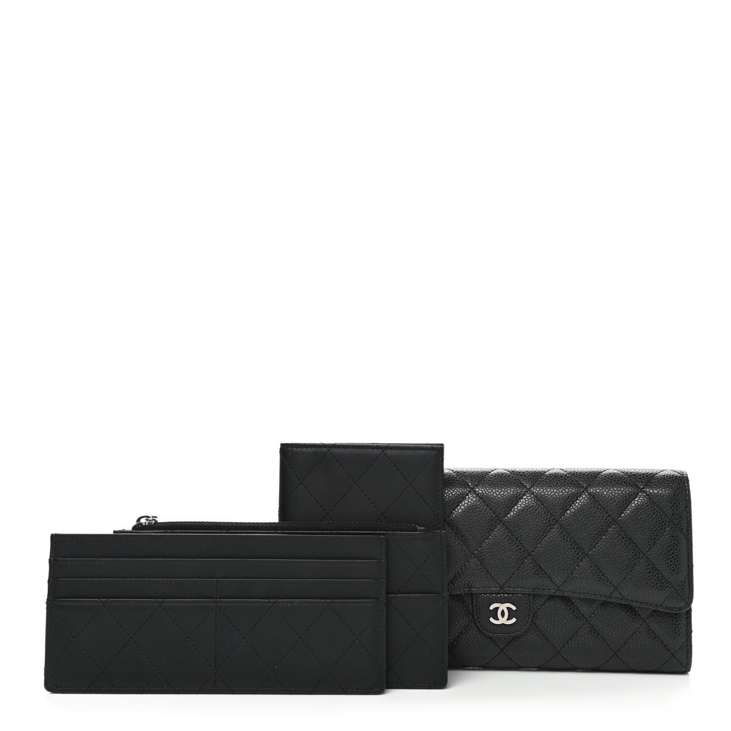 Caviar Quilted Travel Wallet Black