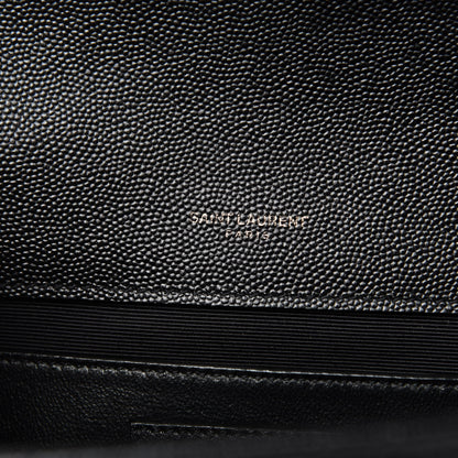 Saint Laurent Grain De Poudre Textured Mixed Matelasse Triquilt Medium Monogram Satchel Black 9 of 10