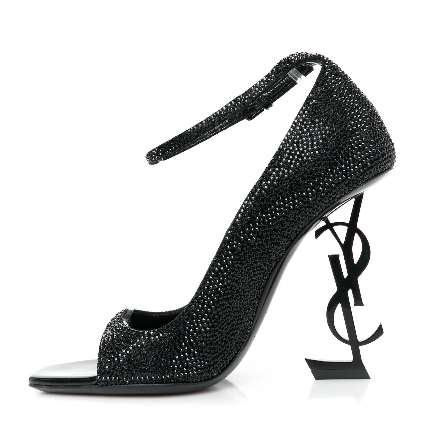 Kid Suede Crystal Embellished Opyum 110 Ankle Strap Sandals 37 Black