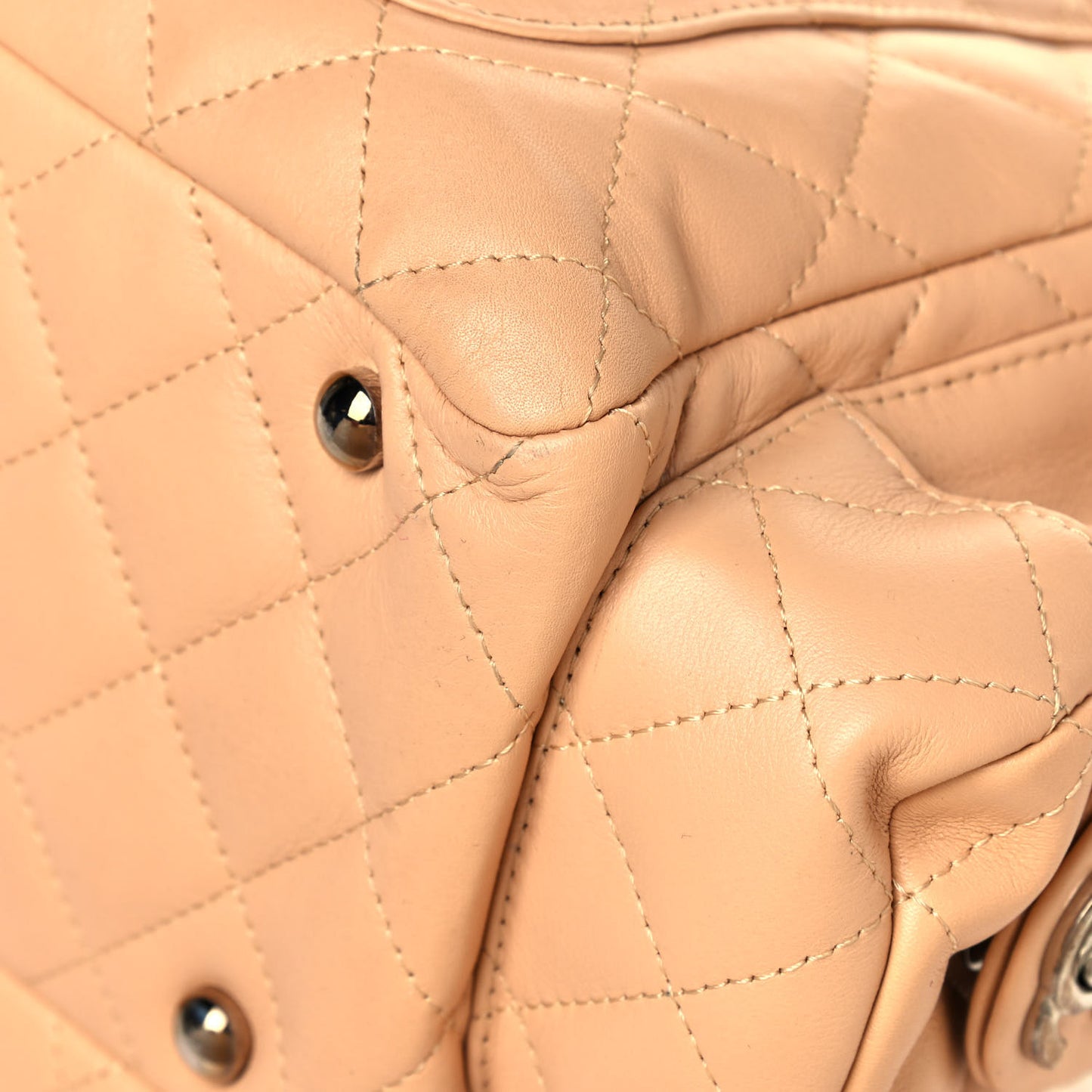 Calfskin Quilted Small Cambon Multipocket Reporter Beige