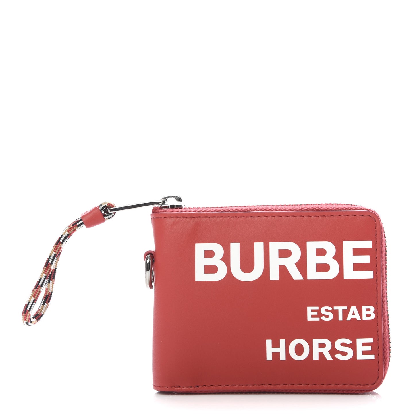 Calfskin Horseferry Print Ziparound Wallet Red White