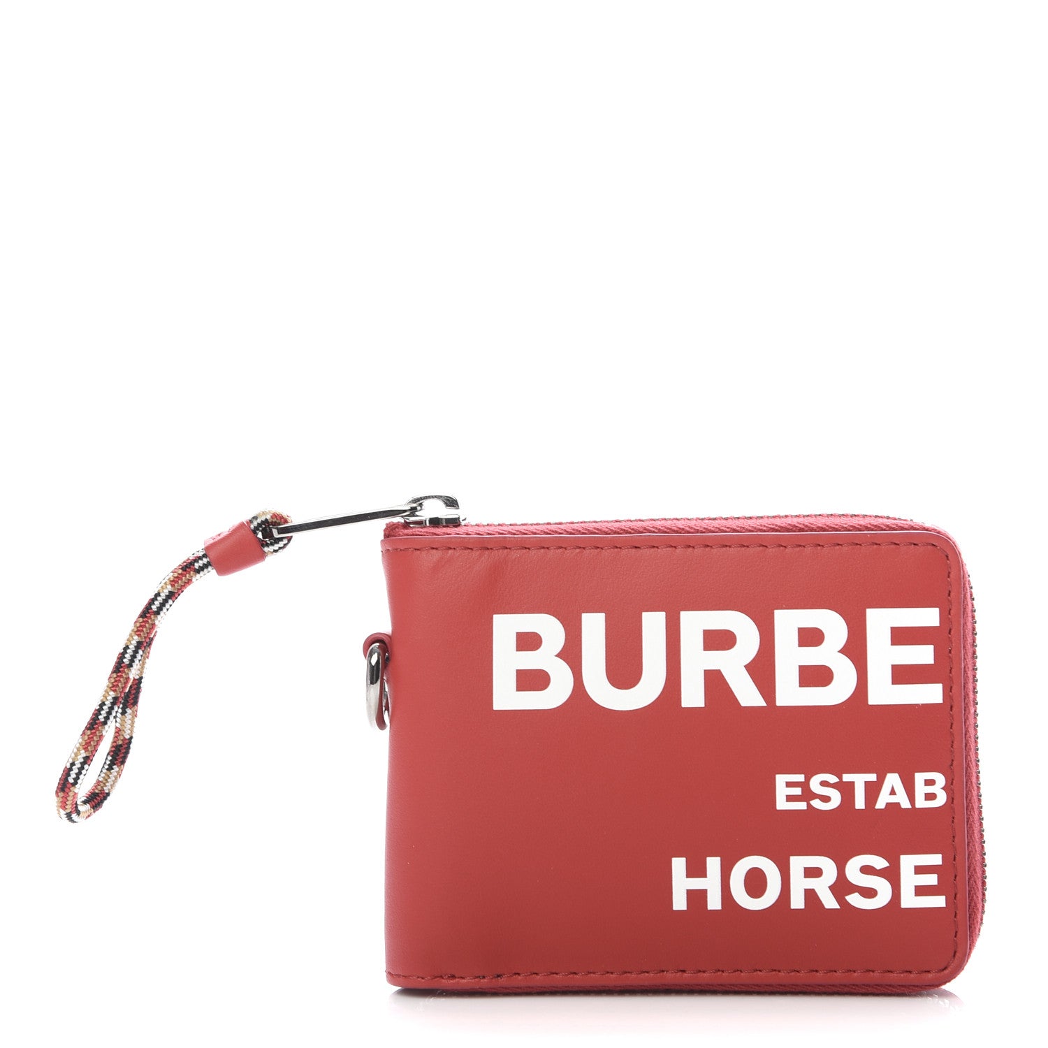 Burberry Calfskin Horseferry Print Ziparound Wallet Red White 1 of 8