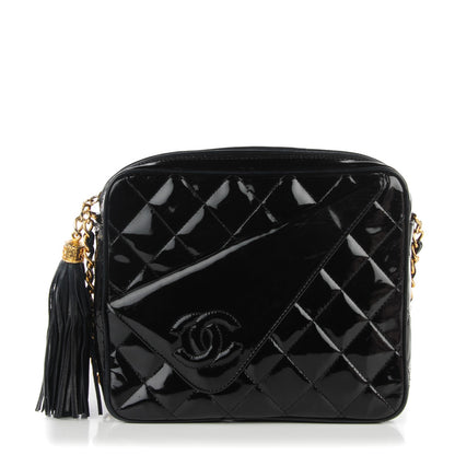 Chanel Patent Quilted Tassel Camera Case Black 1 of 11