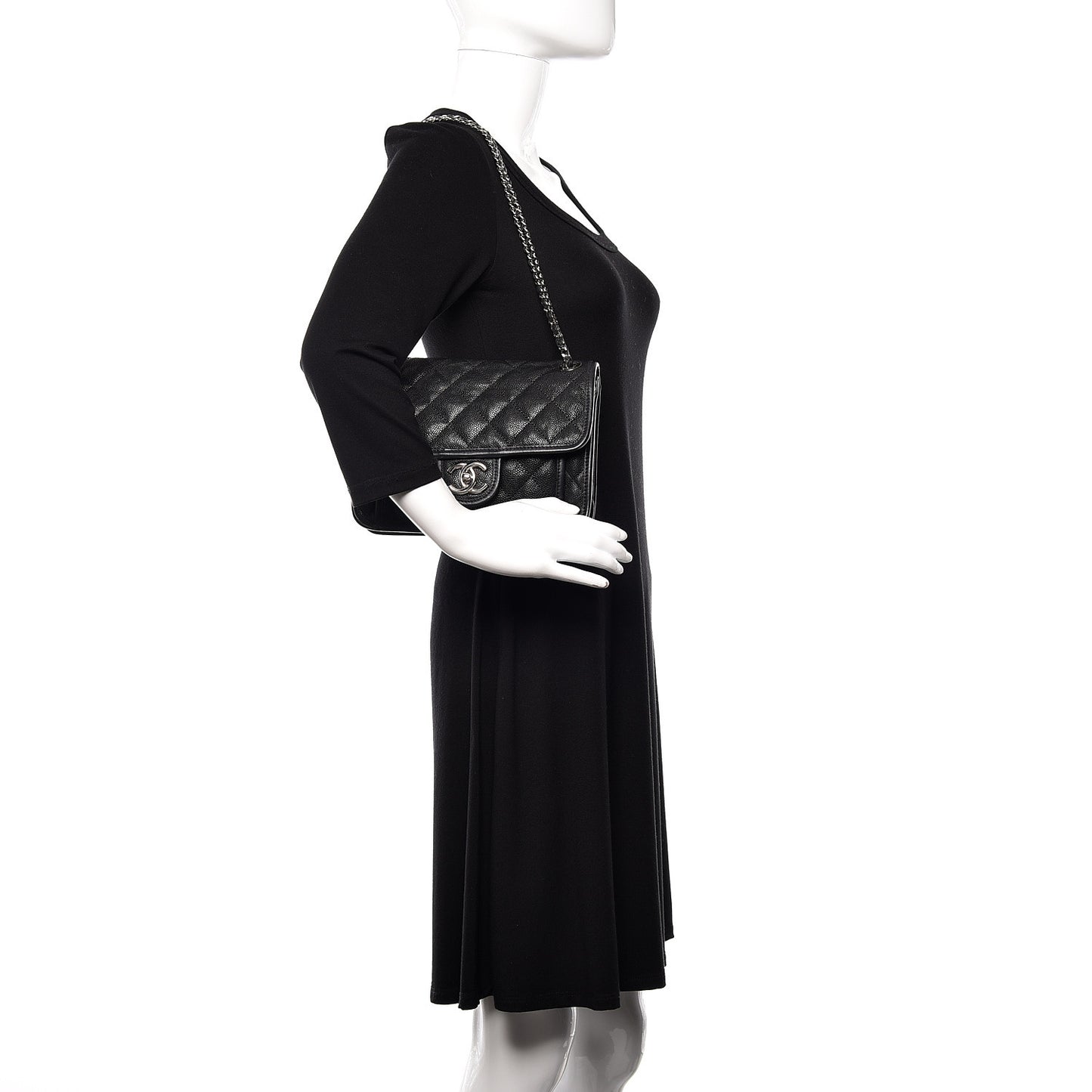 Caviar Quilted Mini French Riviera Flap Black