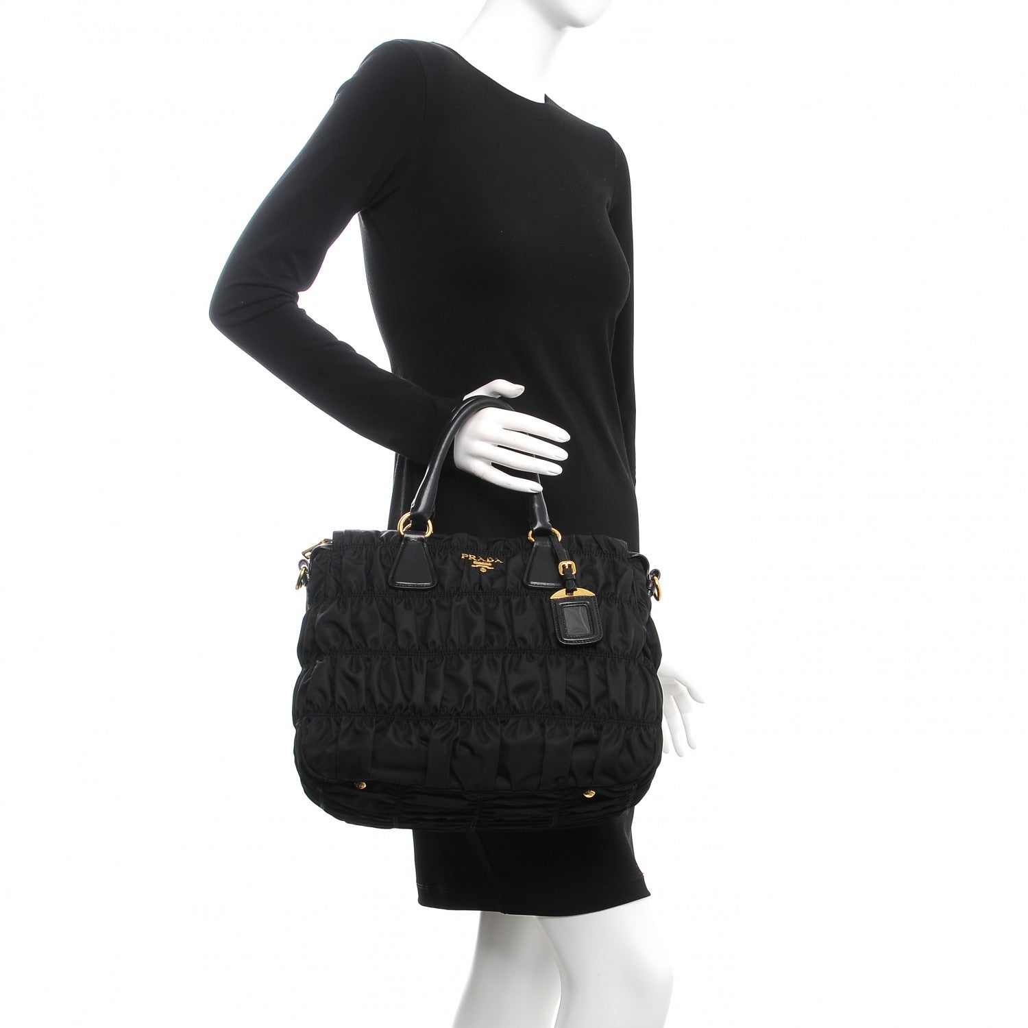 Prada Tessuto Nylon Gaufre Tote Black 3 of 11