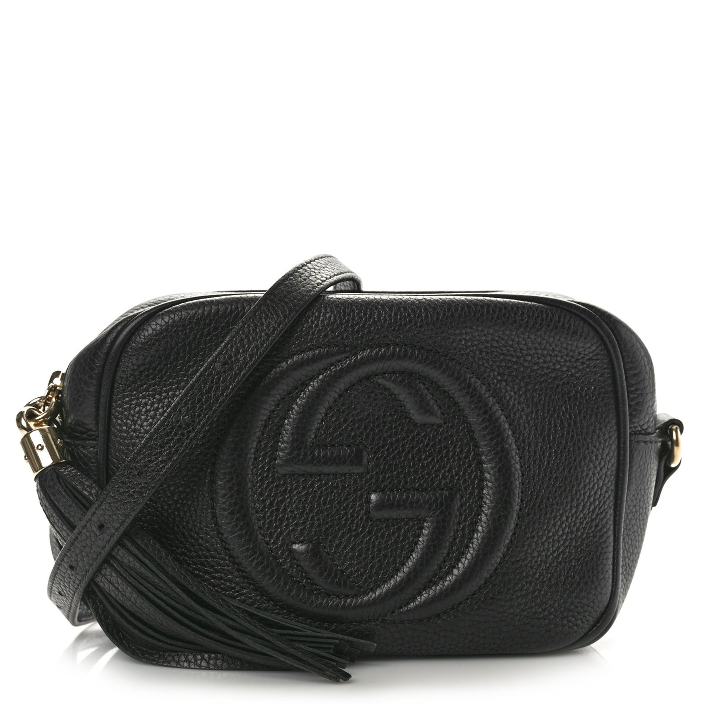 Pebbled Calfskin Small Soho Disco Bag Black