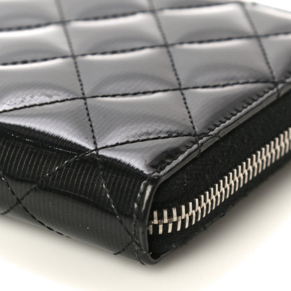 Chanel Striated Patent Zip Around Wallet Black 11 of 13