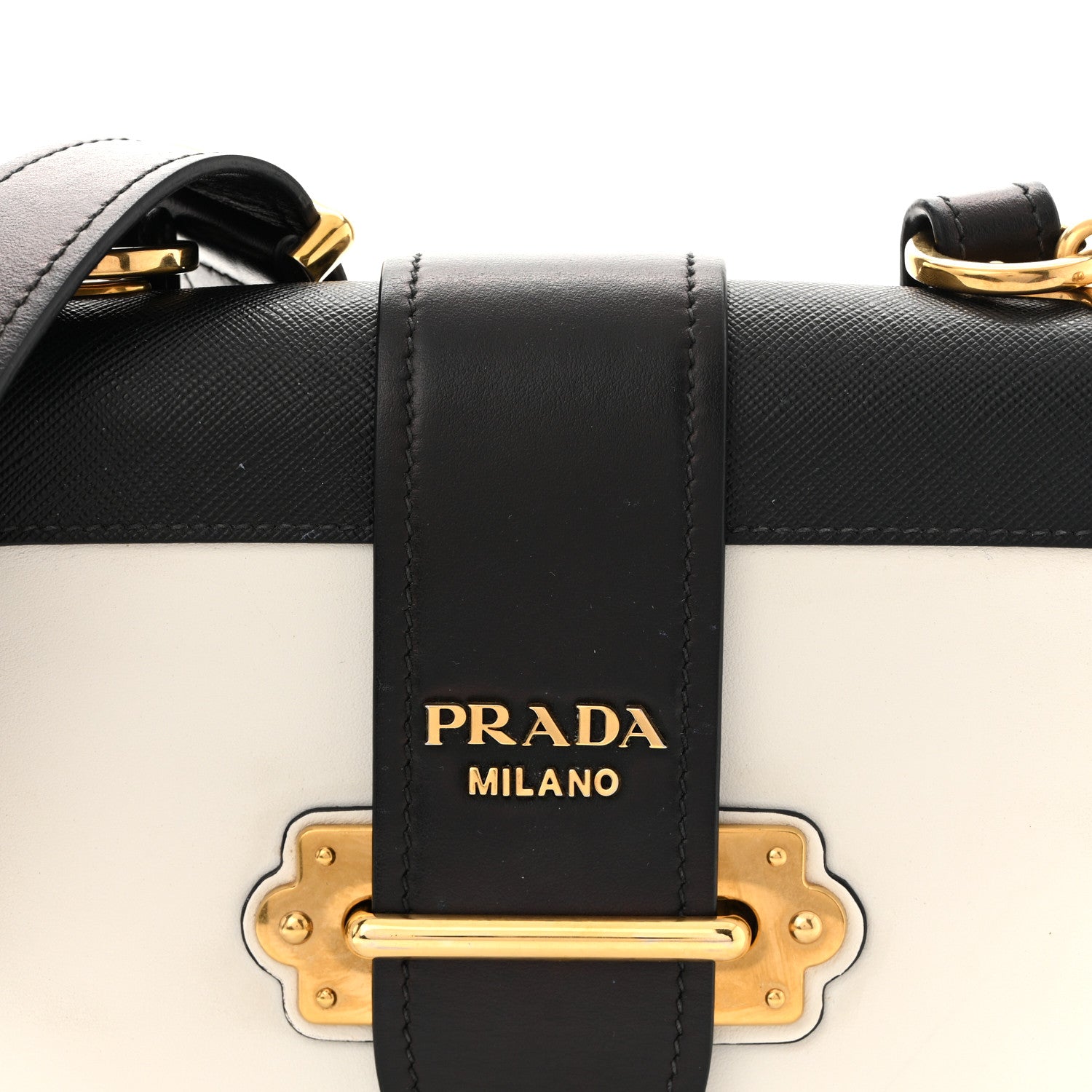 Prada City Calf Saffiano Cahier Bag Talco Black 7 of 9