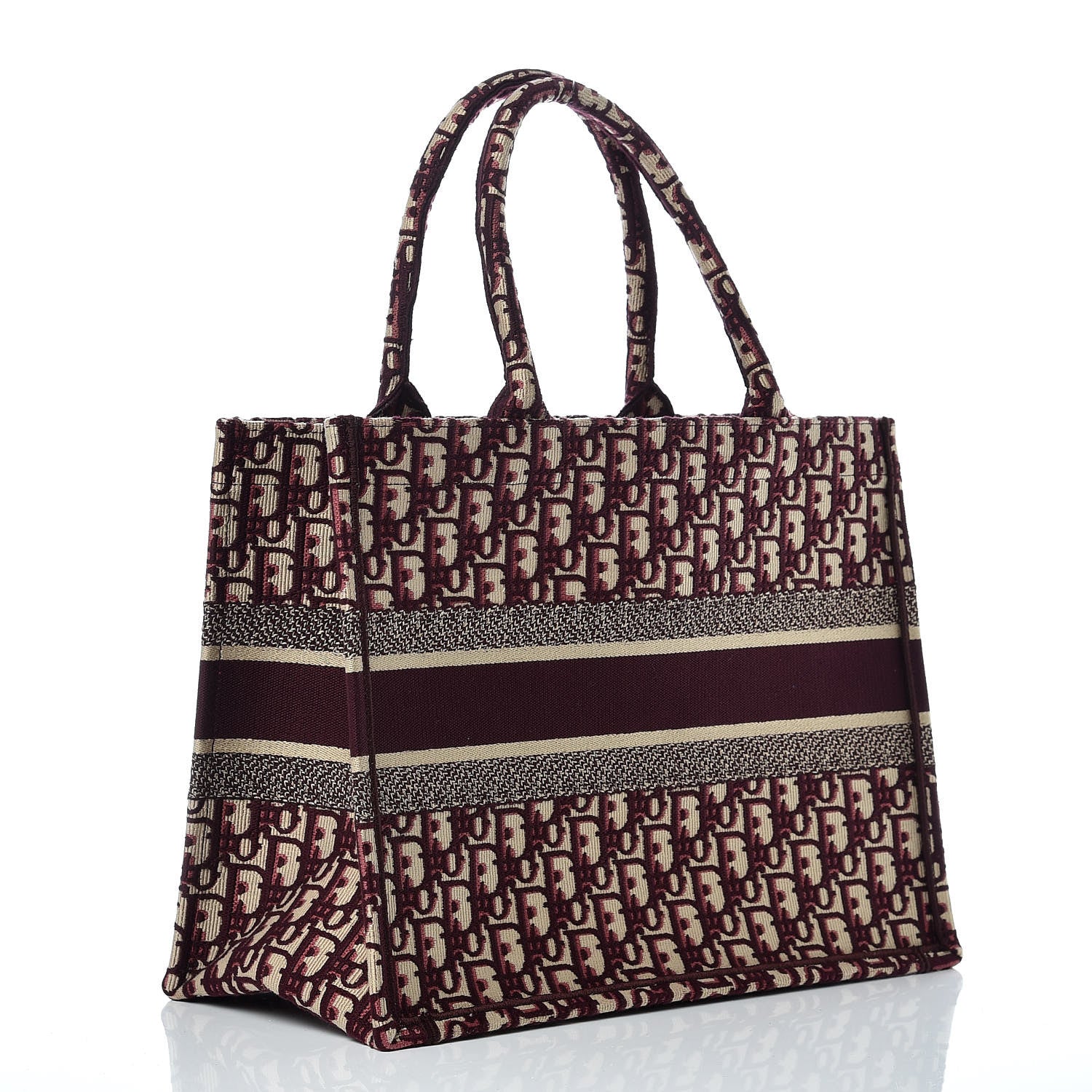 Christian Dior Oblique Medium Book Tote Burgundy Multicolor 3 of 9