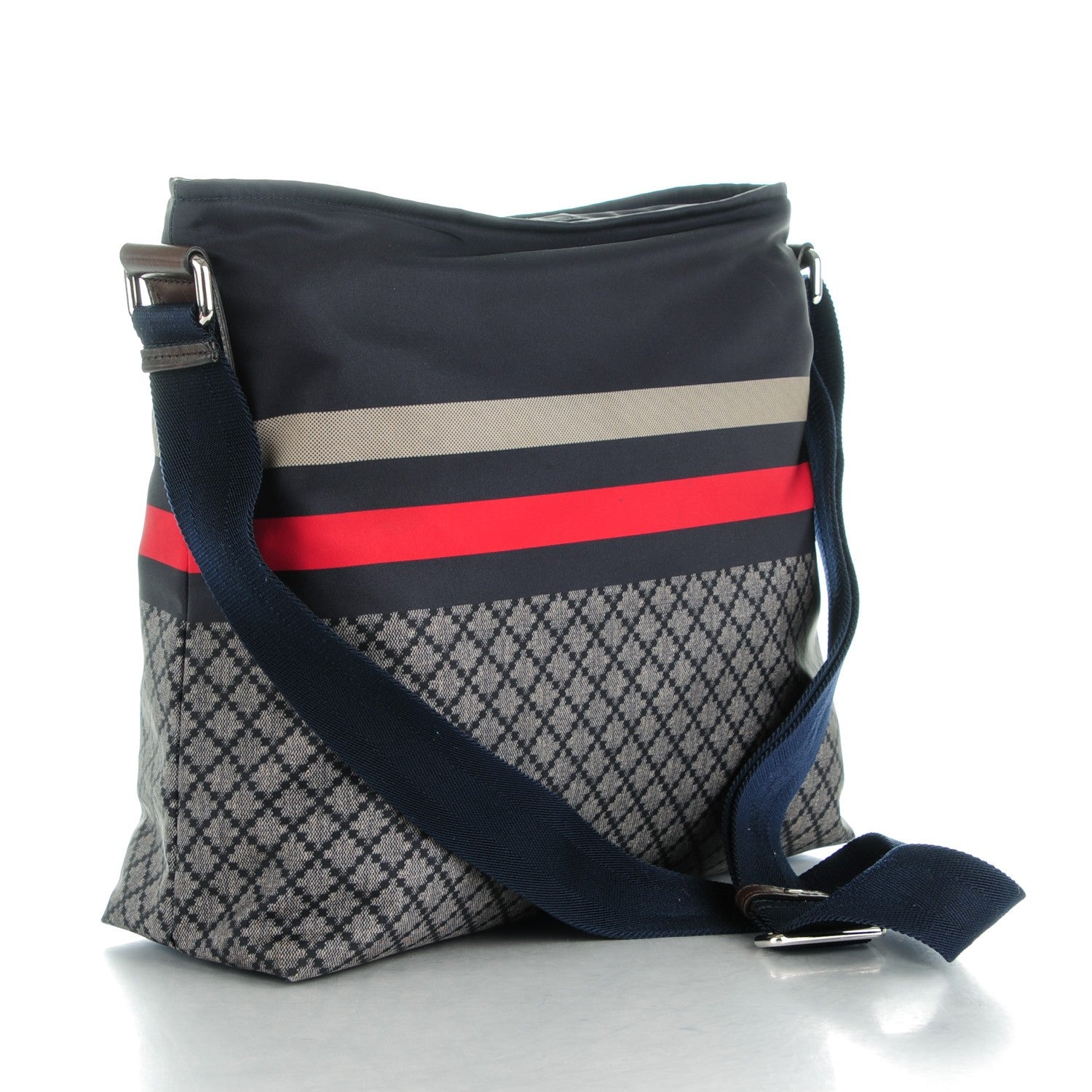 Gucci Nylon Diamante Medium Flat Messenger Bag Navy 3 of 7