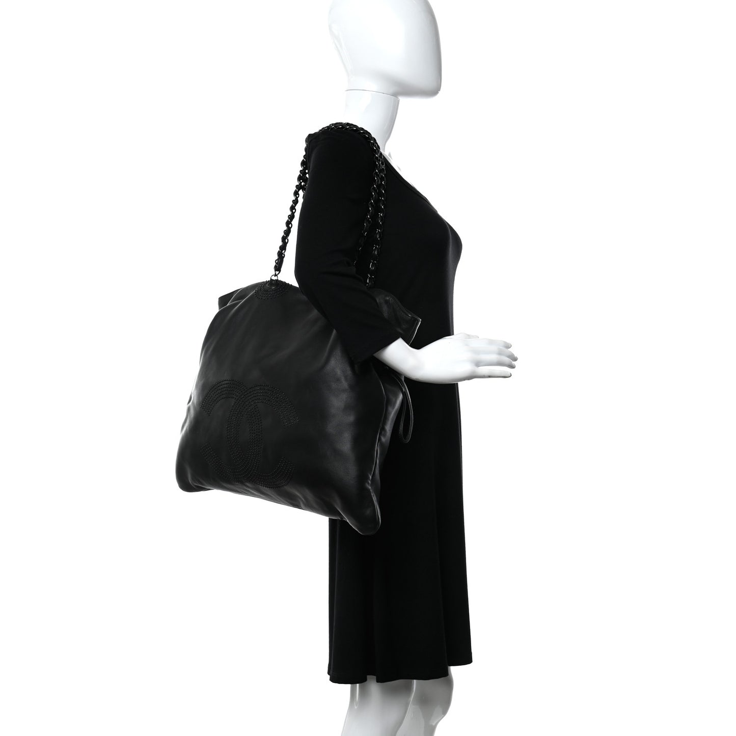Lambskin CC Studded Bonbons Tote Black