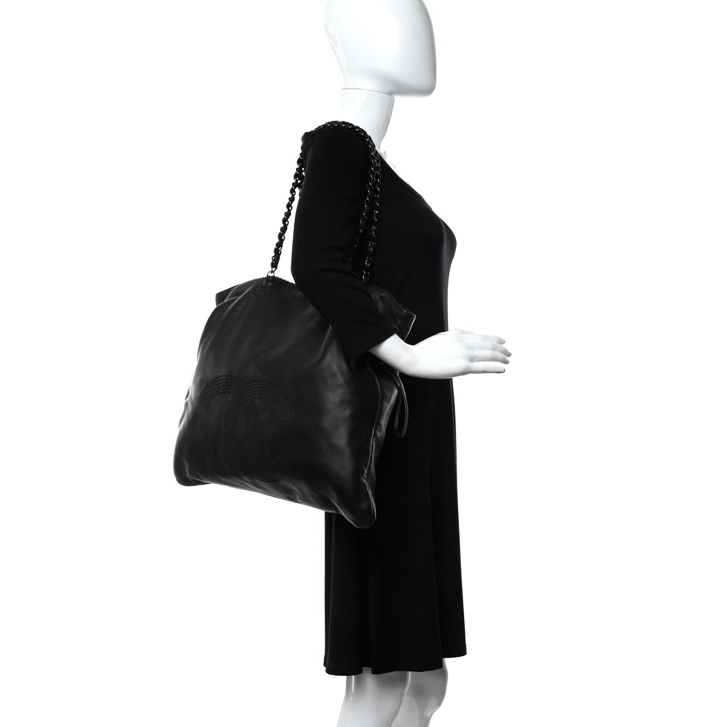 Chanel Lambskin CC Studded Bonbons Tote Black 2 of 9