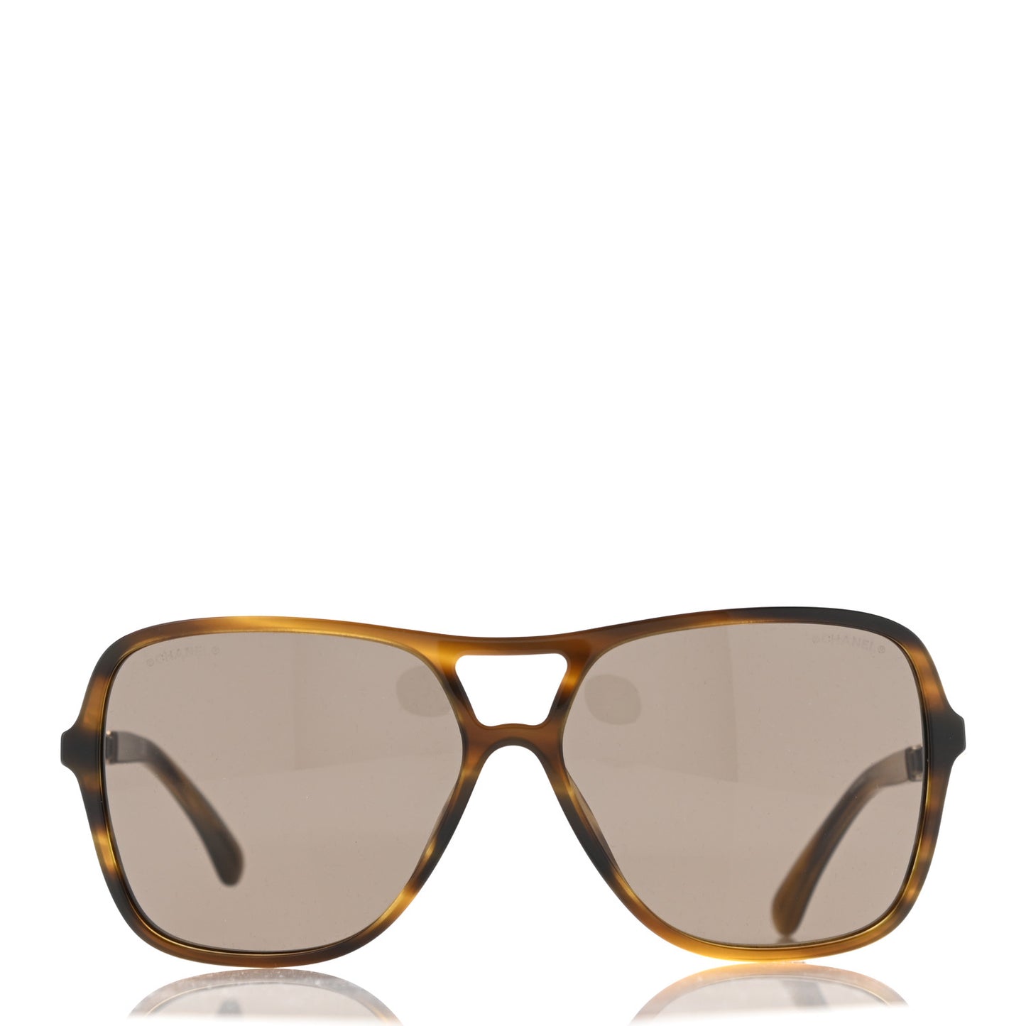 Metal Calfskin CC Chain Pilot Sunglasses 5439-Q Green Tortoise