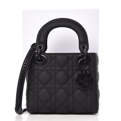 Christian Dior Ultra Matte Calfskin Cannage Mini Lady Dior Black 8 of 8