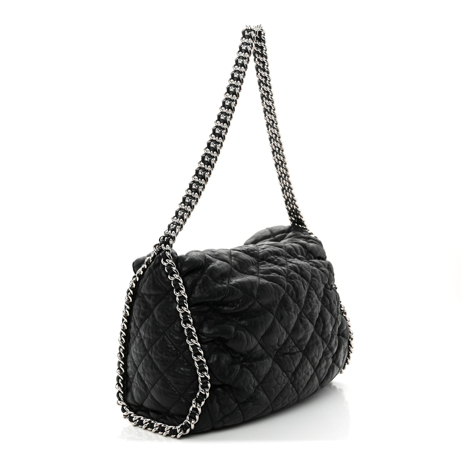 Chanel Washed Lambskin Chain Around Hobo Black 3 of 12