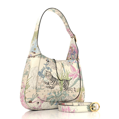 Gucci New Shangai Calfskin Tiger Savanah Small Jackie 1961 Hobo Chalky White Multicolor 3 of 12