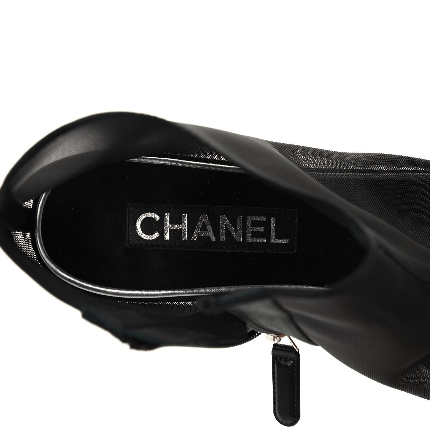 Chanel Mesh Grosgrain Camellia Short Boots 39.5 Black 6 of 8