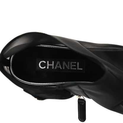Chanel Mesh Grosgrain Camellia Short Boots 39.5 Black 6 of 8