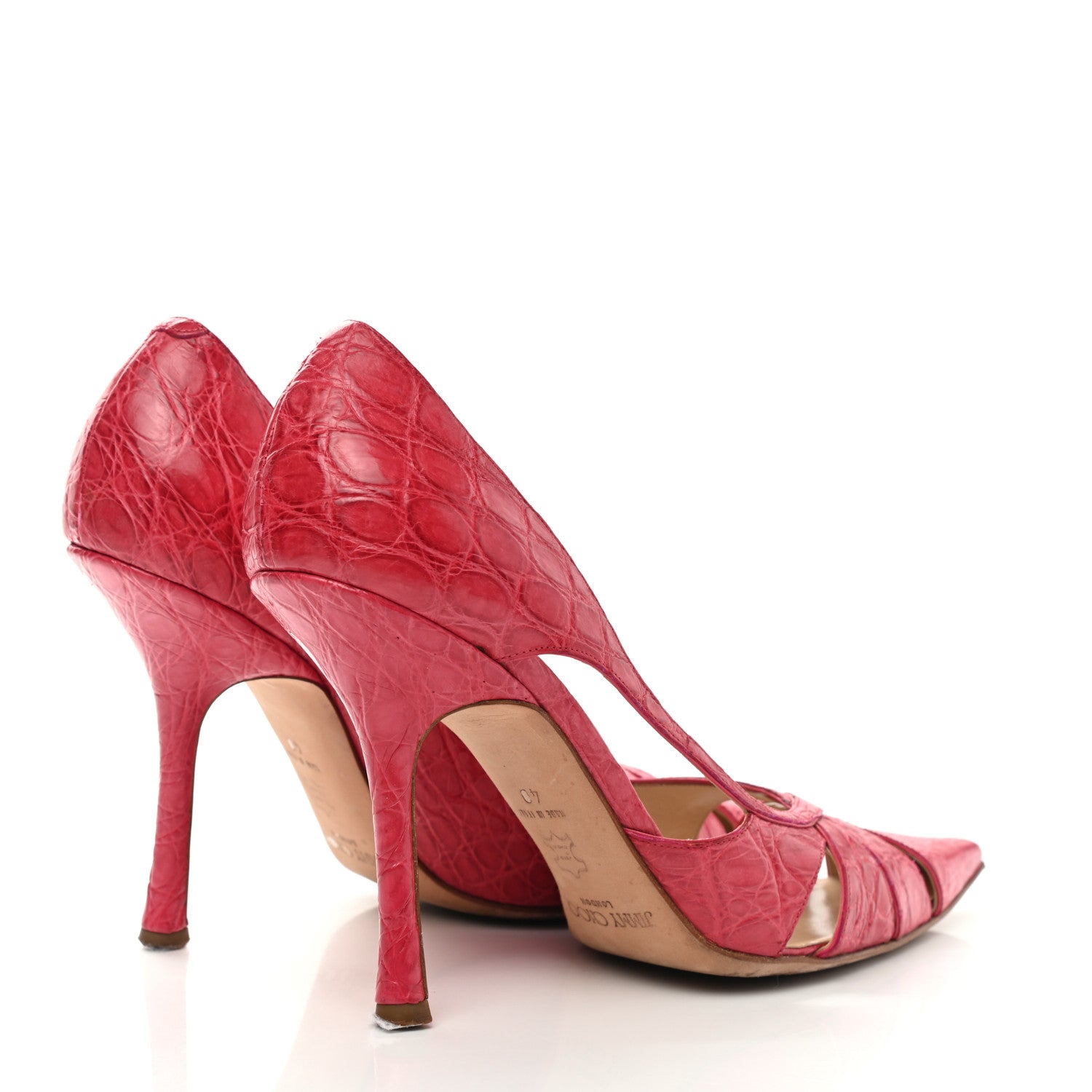Jimmy Choo Crocodile Embossed Calfskin Lust 100 Pumps 40 Raspberry 4 of 11