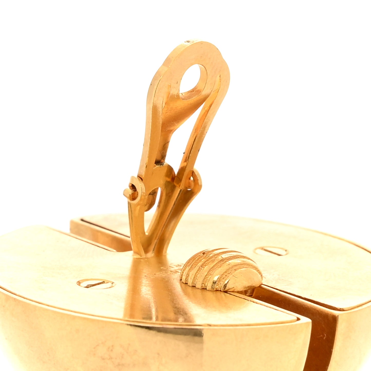 Brass Double Half Ball Clip On Earrings Gold