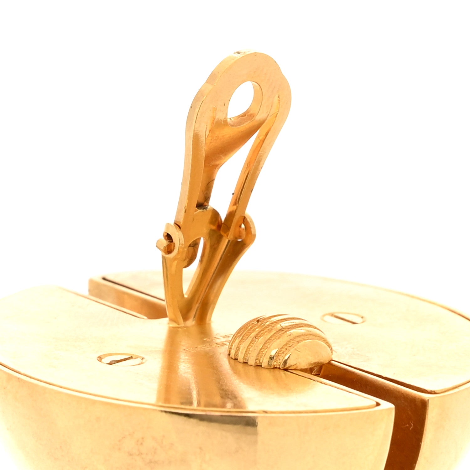 Saint Laurent Brass Double Half Ball Clip On Earrings Gold 5 of 5