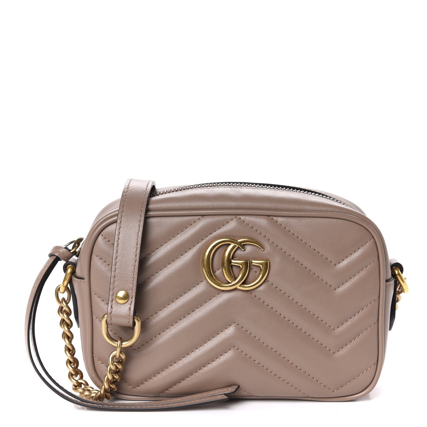 Calfskin Matelasse Mini GG Marmont Chain Shoulder Bag Porcelain Rose