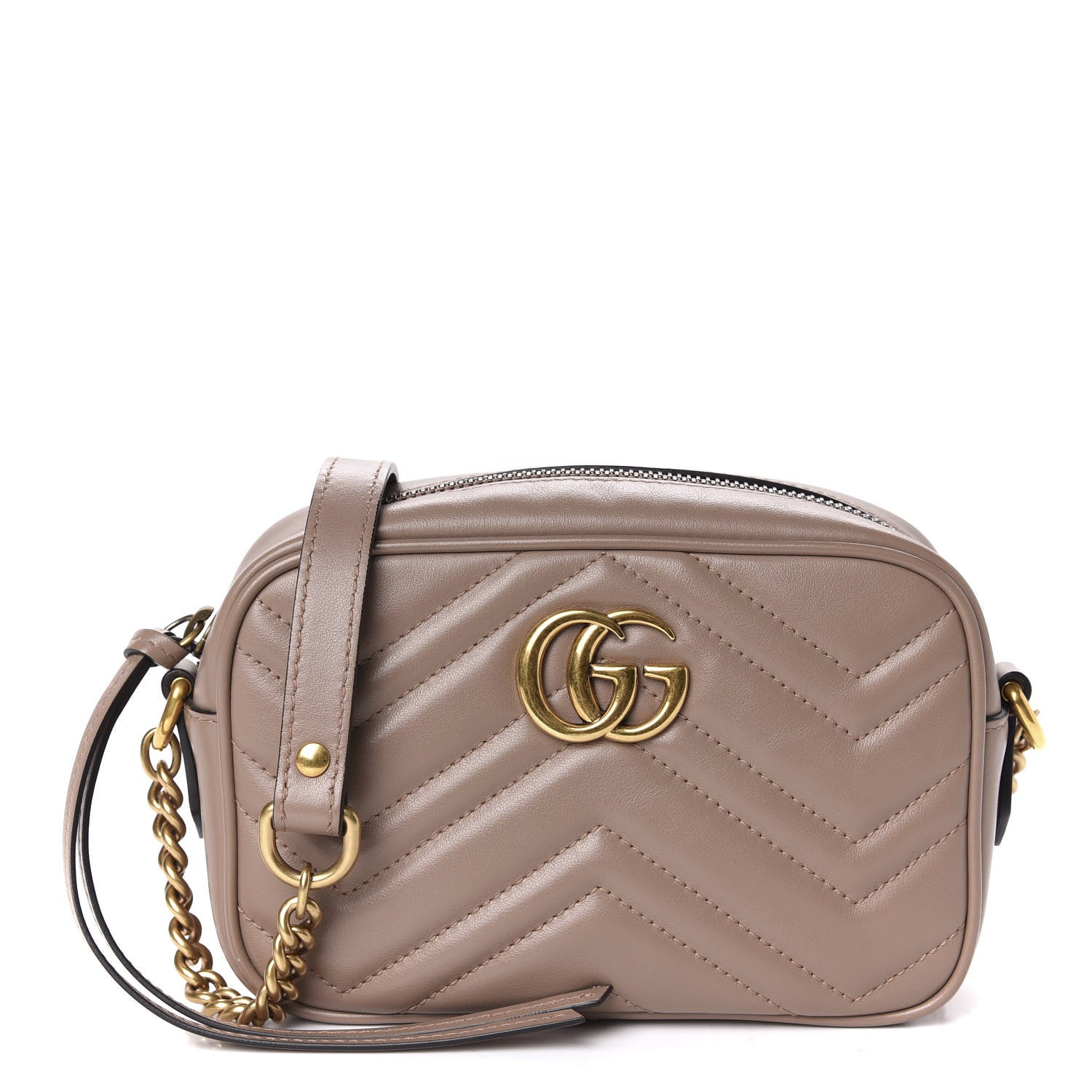 Gucci Calfskin Matelasse Mini GG Marmont Chain Shoulder Bag Porcelain Rose 1 of 11