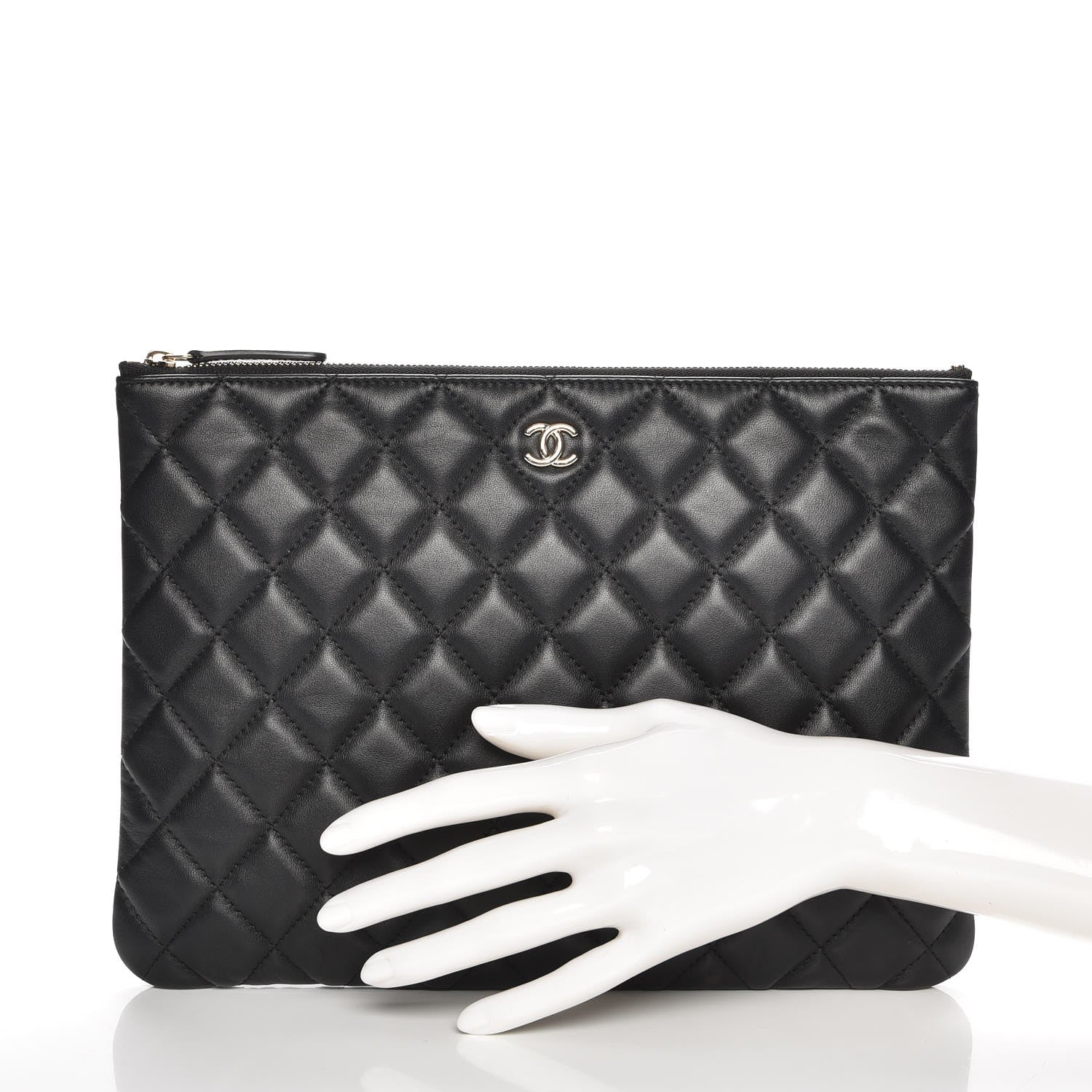 Chanel Lambskin Quilted Medium Cosmetic Case Black 2 of 8
