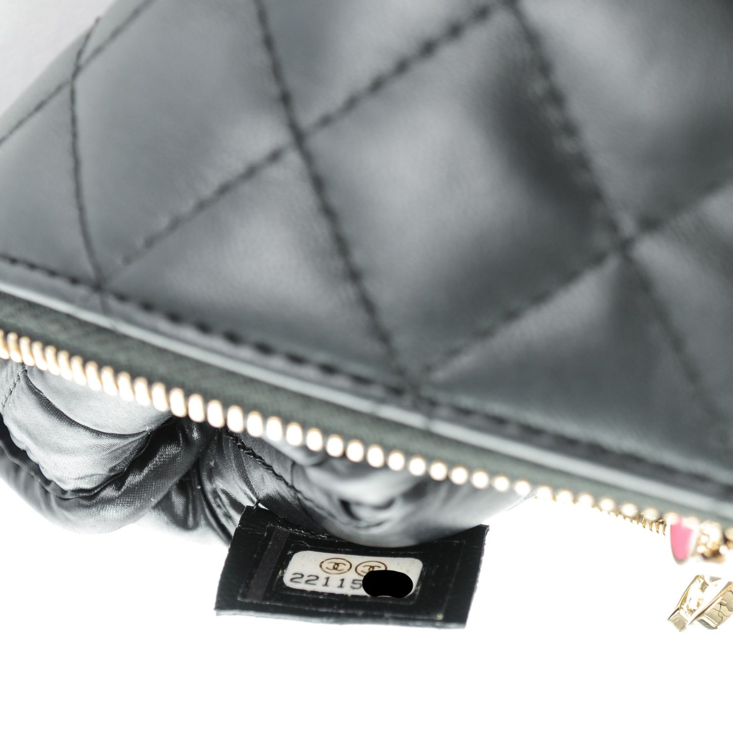 Lambskin Quilted Casino Coin Purse Black