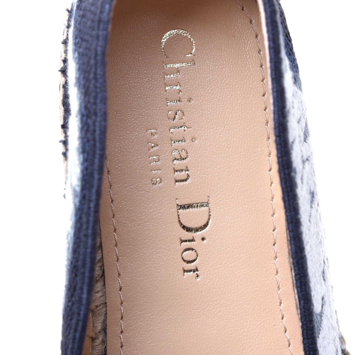 Christian Dior Canvas Tie and Dior Embroidered Granville 15mm Espadrilles 35.5 Denim 7 of 9