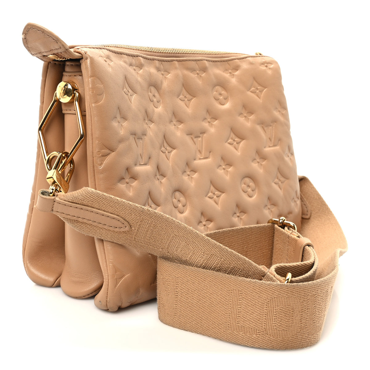 Lambskin Embossed Monogram Coussin MM Taupe