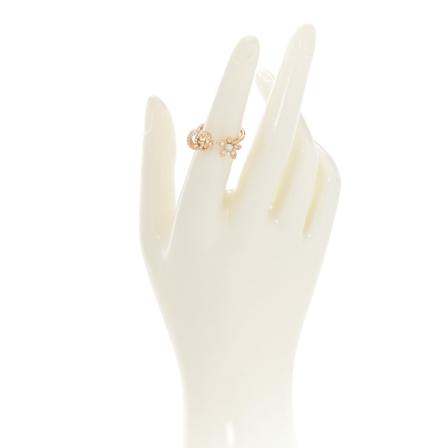 18K Yellow Gold Diamond Flora GG Open Ring 52 6