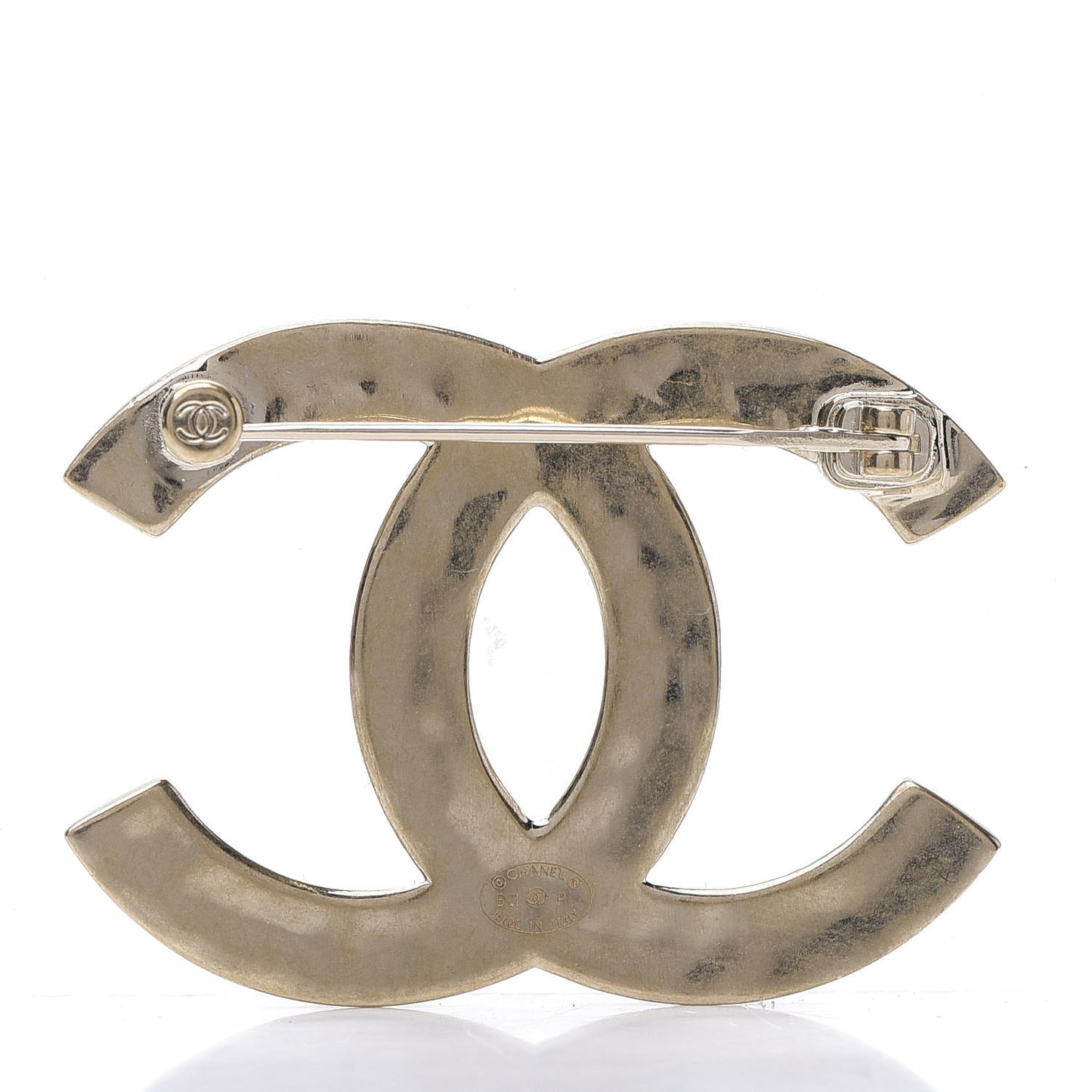 Metal CC Diamond Quilted Brooch Light Gold